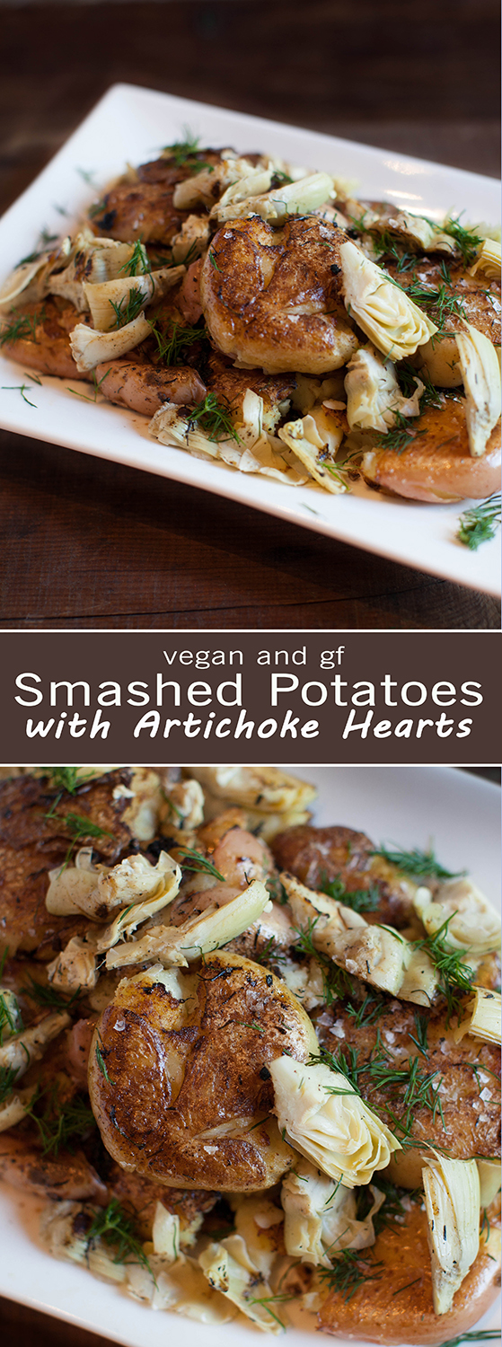Smashed Potatoes with Artichoke - Vegan & GF